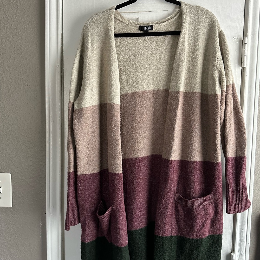 a.n.a Women's Color Block Cardigan - Cream, Pink, Green